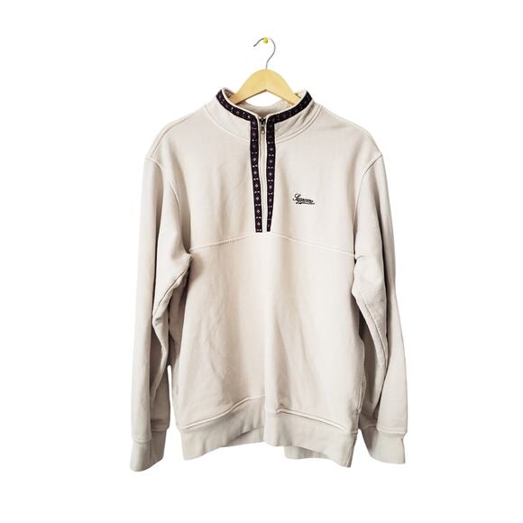 Supreme Overdyed Half Zip Sweatshirt Natural/Cream Size Large - Picture 1 of 10